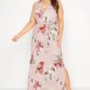YOURS LONDON Curve Pink Floral Halter Neck Dress