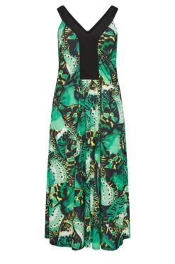 YOURS LONDON Curve Green Butterfly Print Maxi Dress -Luna Looks Zone 0fb9241b a094 40 162185 X