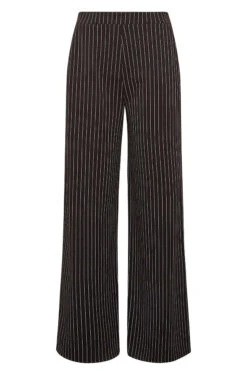 YOURS PETITE Curve Black Pinstripe Wide Leg Trousers -Luna Looks Zone 103ad147 af8f 47 174430 X