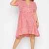 LIMITED COLLECTION Curve Red Gingham Dipped Hem Smock Dress