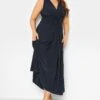 YOURS LONDON Curve Navy Blue Knot Front Maxi Dress