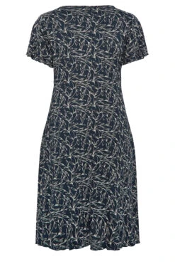 YOURS Curve Navy Blue Leaf Print Lace Detail Dress -Luna Looks Zone 10b1f4ac 6186 49 302046 Y