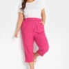 YOURS Curve Hot Pink Cotton Cropped Trousers