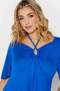 LIMITED COLLECTION Curve Cobalt Blue Tie Neck Top -Luna Looks Zone 11b2b75f 68ae 4a 215727 D