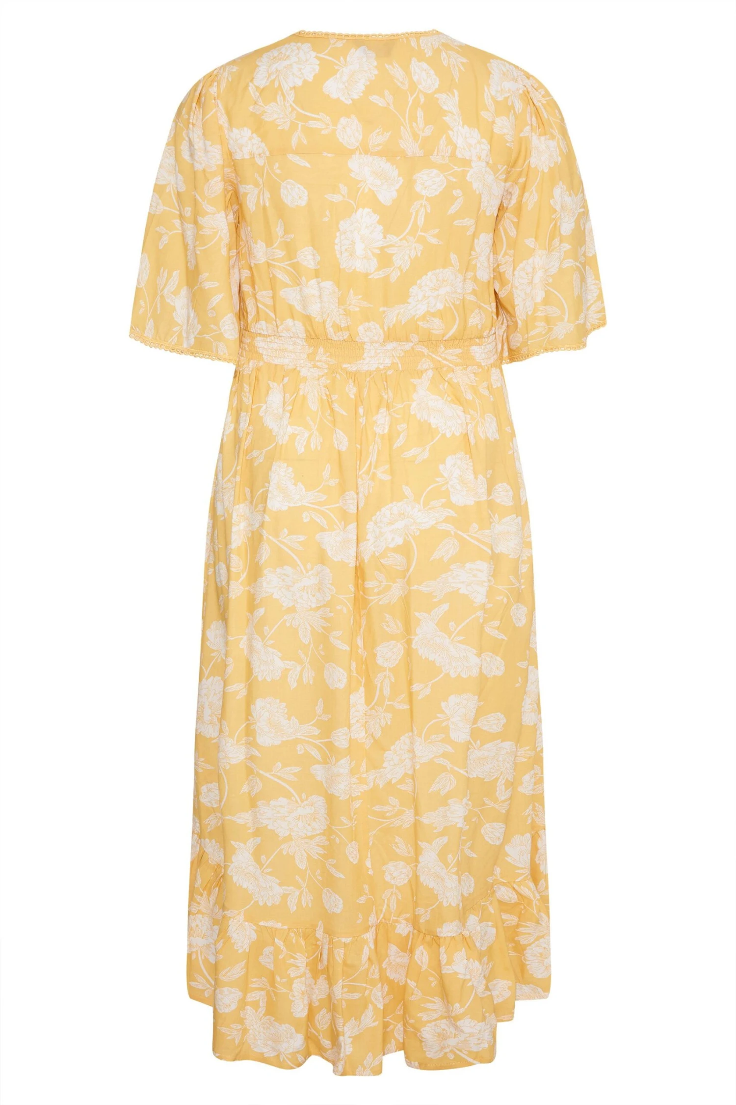 YOURS Curve Yellow Floral Print High Low Midi Dress 6 YOURS Curve Yellow Floral Print High Low Midi Dress - Image 6