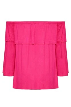 LIMITED COLLECTION Curve Hot Pink Frill Bardot Top 11 LIMITED COLLECTION Curve Hot Pink Frill Bardot Top -Luna Looks Zone 122a8d87 3a89 46 214958 Y