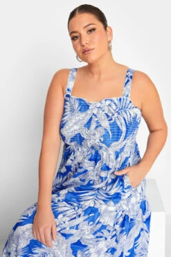YOURS Curve Blue Tropical Print Shirred Strappy Sundress 11 YOURS Curve Blue Tropical Print Shirred Strappy Sundress -Luna Looks Zone 1231e0b0 9dcd 49 137464 D