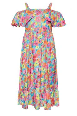 LIMITED COLLECTION Curve Pink Floral Frill Cold Shoulder Midi Dress 12 LIMITED COLLECTION Curve Pink Floral Frill Cold Shoulder Midi Dress -Luna Looks Zone 12477322 33cf 49 215558 X