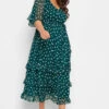 YOURS LONDON Curve Green Polka Dot Ruffle Maxi Dress