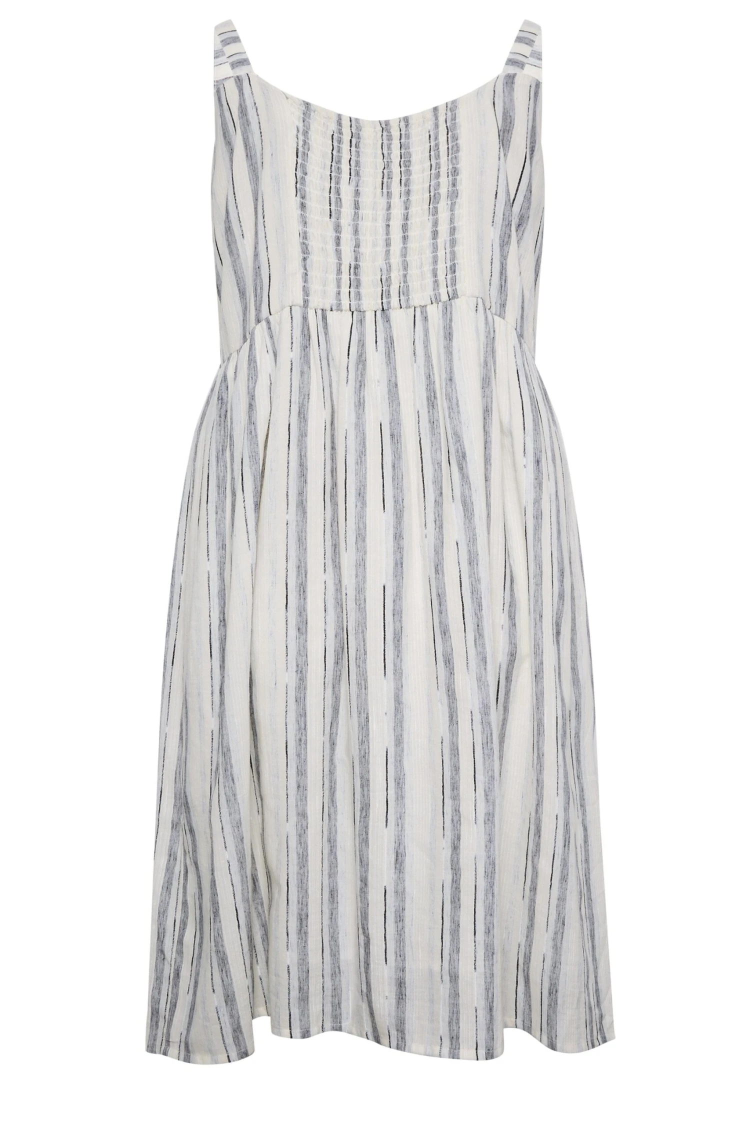 YOURS Curve White Stripe Button Lined Strappy Sundress 6 YOURS Curve White Stripe Button Lined Strappy Sundress - Image 6