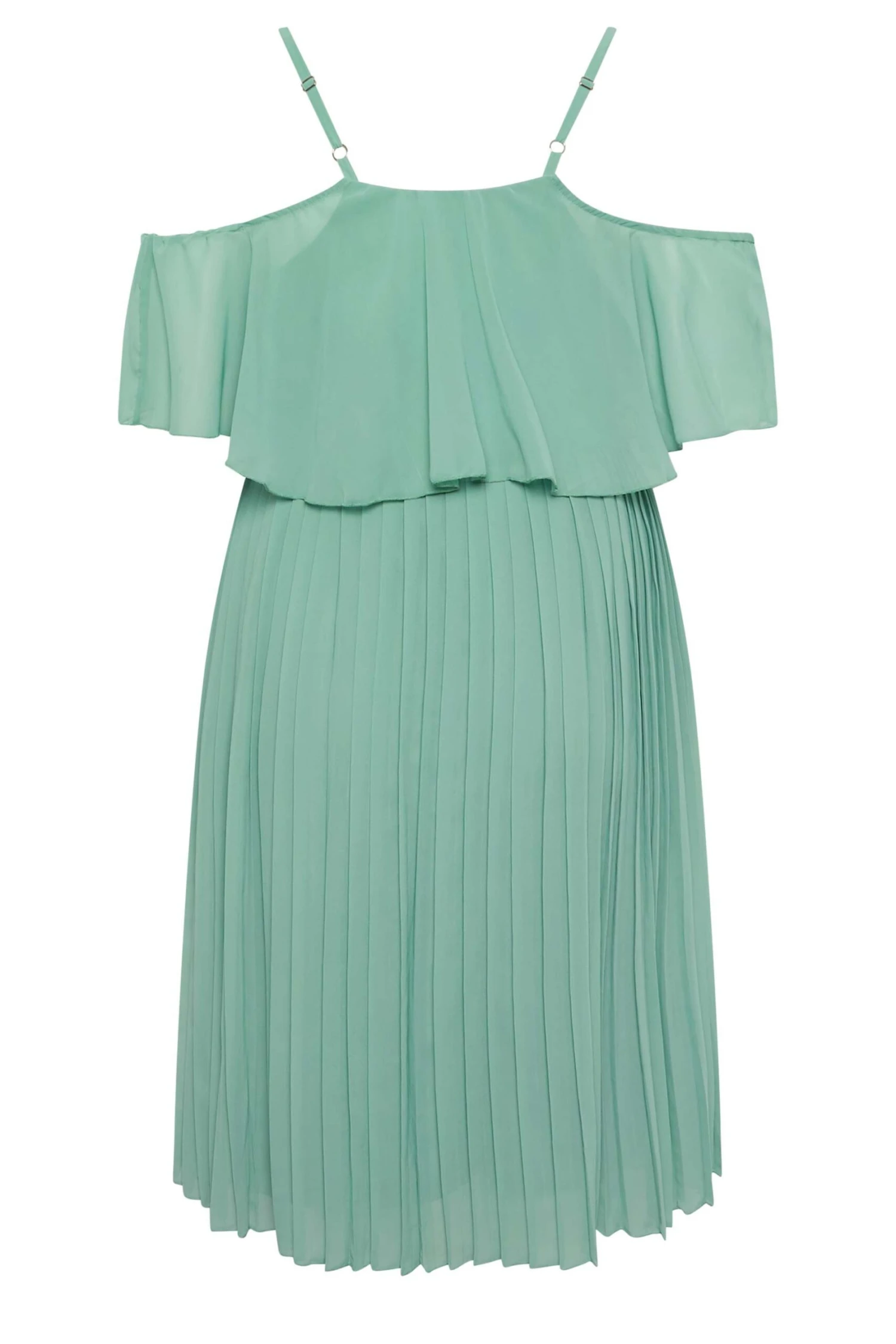 YOURS LONDON Curve Green Pleated Overlay Midi Dress 6 YOURS LONDON Curve Green Pleated Overlay Midi Dress - Image 6