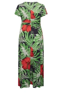 YOURS Curve Green & Red Floral Front Tie Maxi Dress -Luna Looks Zone 12c6597f 3908 44 301697 Y