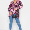 LIMITED COLLECTION Curve Black Butterfly Print Wrap Top