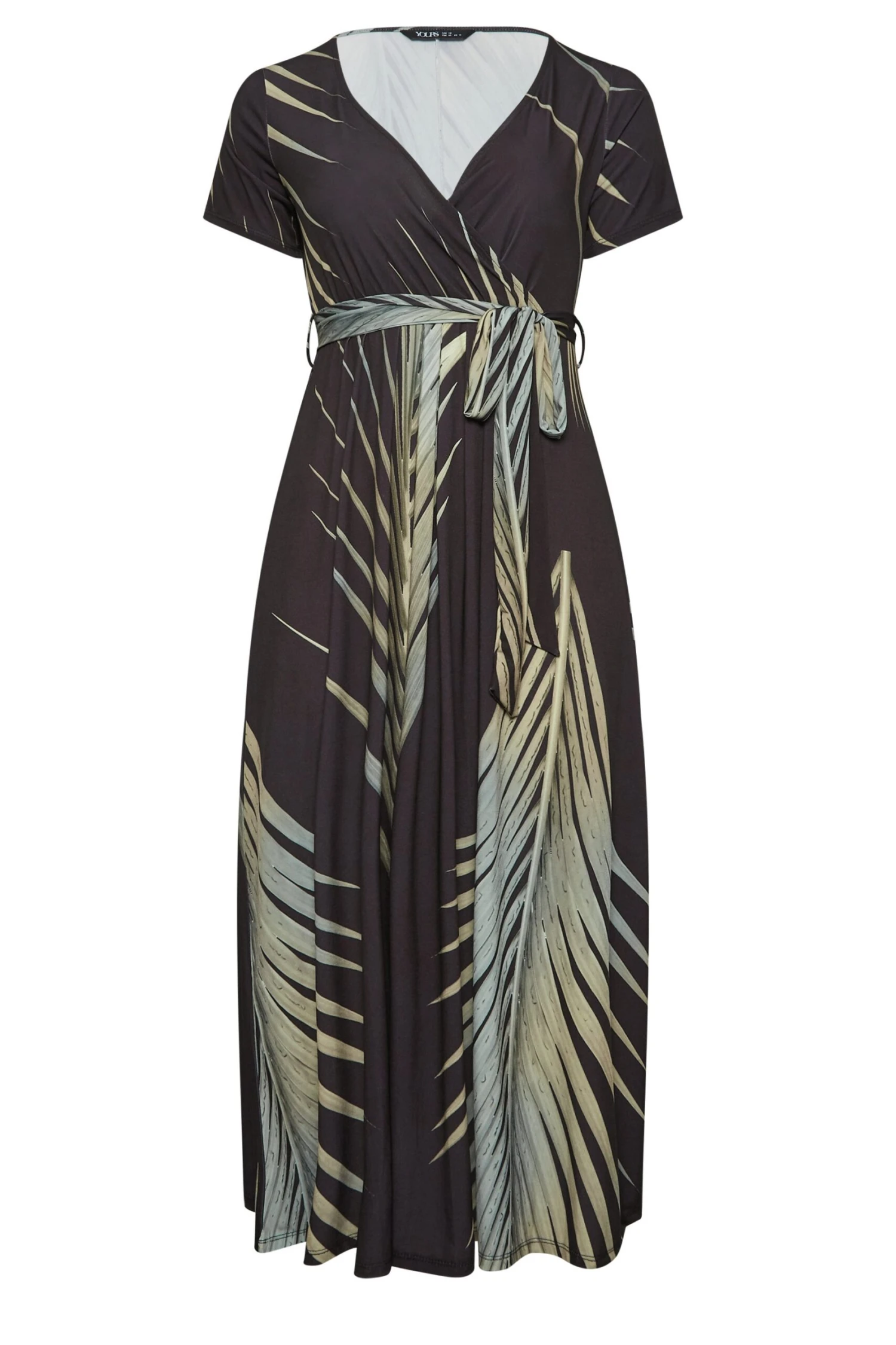 YOURS Curve Leaf Print Wrap Dress 5 YOURS Curve Leaf Print Wrap Dress - Image 5