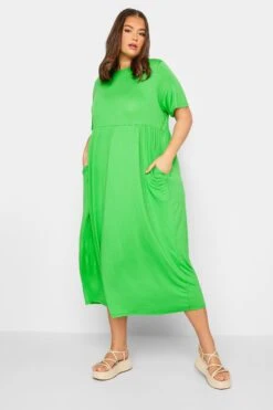 LIMITED COLLECTION Curve Bright Green Pocket Maxi Dress