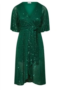 YOURS LONDON Curve Green Sequin Embellished Double Wrap Dress 10 YOURS LONDON Curve Green Sequin Embellished Double Wrap Dress -Luna Looks Zone 14326fd3 0ed3 4e 161394 X