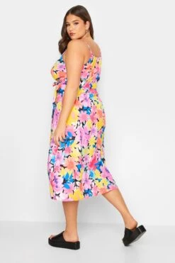 LIMITED COLLECTION Curve Pink Floral Print Strappy Wrap Dress -Luna Looks Zone 14858bd9 cdb5 40 215499 C