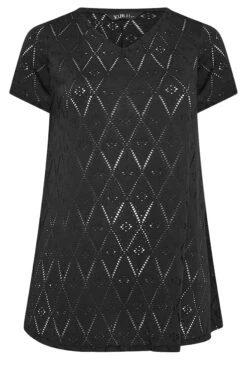 YOURS Curve 2 PACK Black Broderie Swing T-Shirts -Luna Looks Zone 14a7b44a c31b 4b 321029 X1