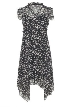 YOURS Curve Black Butterfly Print Hanky Hem Dress -Luna Looks Zone 14b24c82 a2ba 4b 174011 X