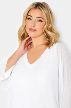 YOURS LONDON Curve White Chiffon Cape Blouse -Luna Looks Zone 150a8e08 6d03 46 162077 D
