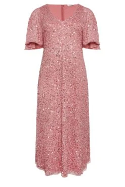 LUXE Curve Pink Hand Embellished Angel Sleeve Maxi Dress -Luna Looks Zone 154e35a1 034d 49 161992 X