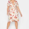 YOURS PETITE Curve White Floral Wrap Midi Dress