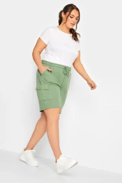 YOURS Curve Sage Green Cargo Jogger Shorts