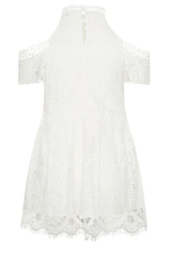 YOURS LONDON Curve White Cold Shoulder Lace Top -Luna Looks Zone 16051c40 1fe7 4c 162025 Y
