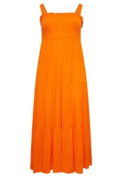 YOURS Curve Orange Shirred Strappy Sundress -Luna Looks Zone 164db901 f4a4 41 137431 X