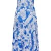 YOURS Curve Blue Tropical Print Shirred Strappy Sundress