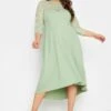 YOURS LONDON Curve Sage Green Lace Sweetheart Midi Dress