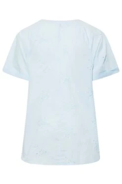 YOURS Curve Blue Embroidered Half Placket Raglan Blouse -Luna Looks Zone 16b15c09 ba87 46 174042 Y