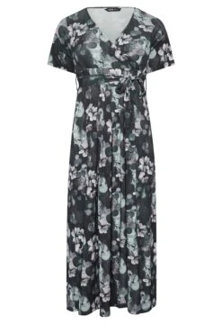 YOURS Curve Black V-Neck Floral Wrap Dress -Luna Looks Zone 16d95da3 b3fc 4a 302165 X