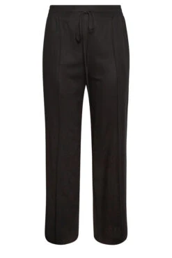 YOURS Curve Black Wide Leg Linen Look Trousers -Luna Looks Zone 170d86f5 891a 45 143312 X