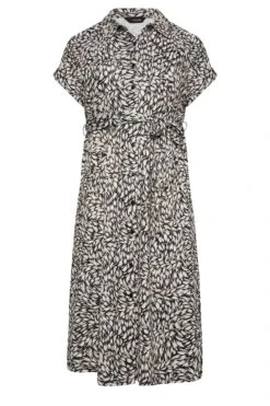 YOURS Curve Black Leaf Print Split Hem Shirt Dress -Luna Looks Zone 17f1c1fd 579b 4a 302076 X