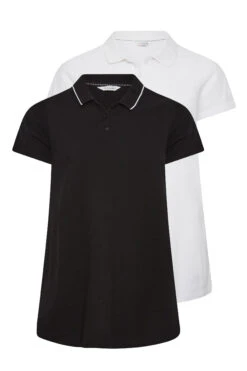 YOURS 2 PACK Curve Black & White Polo Top -Luna Looks Zone 1810385d 089c 4e 320797 XS