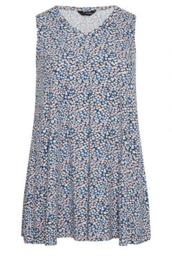 YOURS 2 PACK Curve Pink & Blue Ditsy Print Swing Vest Tops -Luna Looks Zone 181653f0 13b3 43 320796 X