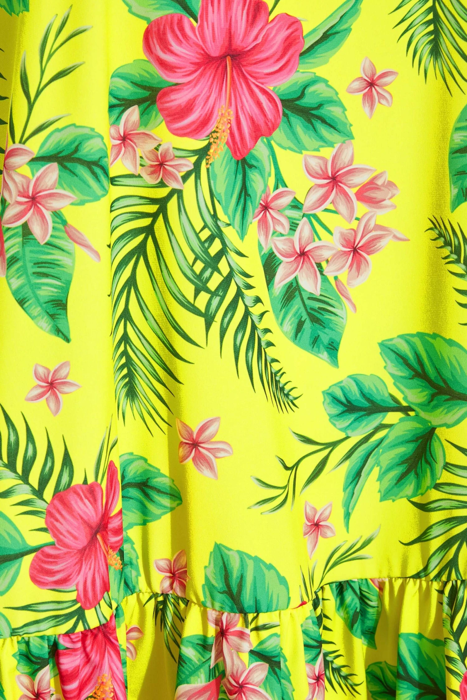 YOURS Curve Bright Yellow Tropical Print Frill Hem Cami Top 3 YOURS Curve Bright Yellow Tropical Print Frill Hem Cami Top - Image 3