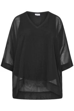 YOURS LONDON Curve Black Chiffon Cape Blouse -Luna Looks Zone 19fcfac1 664d 41 161241 X