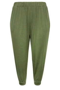 Curve Khaki Green Cropped Jersey Harem Joggers -Luna Looks Zone 1a350538 15b0 45 144624 XR