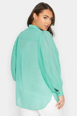 YOURS LONDON Curve Turquoise Blue Pleat Sleeve Shirt 8 YOURS LONDON Curve Turquoise Blue Pleat Sleeve Shirt -Luna Looks Zone 1a71dc2f 6848 43 162008 C