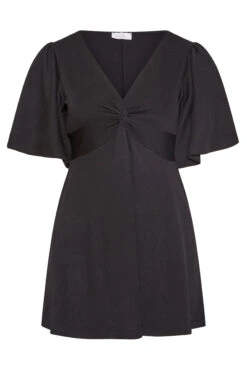 YOURS LONDON Curve Black Angel Sleeve Knot Front Top -Luna Looks Zone 1a7c6ac2 cf0b 46 162221 X