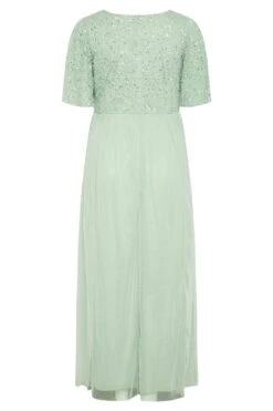 LUXE Curve Sage Green Sequin Hand Embellished Maxi Dress -Luna Looks Zone 1b021d1b 7ff3 49 161155 BK