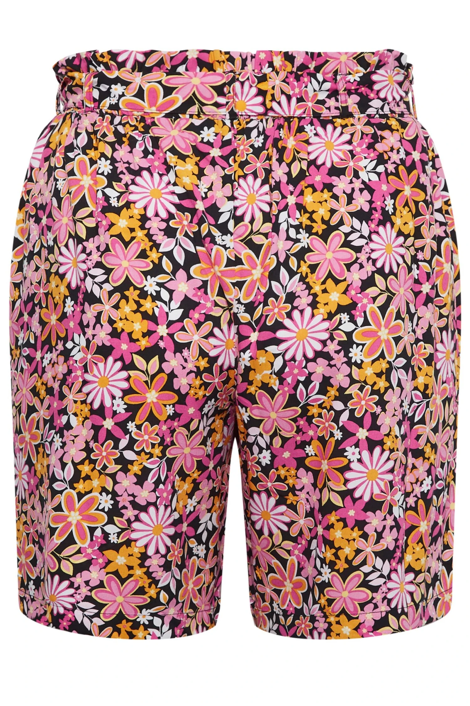 YOURS Curve Black Floral Print Paperbag Waist Shorts 5 YOURS Curve Black Floral Print Paperbag Waist Shorts - Image 5