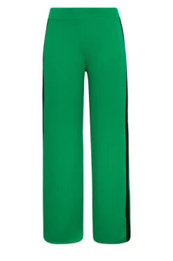 YOURS PETITE Curve Green Side Stripe Wide Leg Trousers -Luna Looks Zone 1b4f58c2 eb8e 46 174497 X