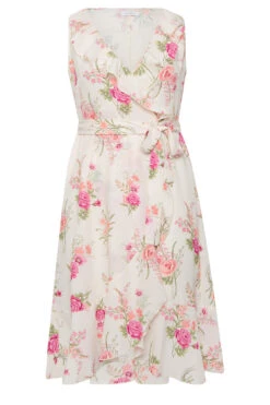 YOURS LONDON Curve White Floral Print Double Ruffle Wrap Dress -Luna Looks Zone 1b6dcb2b 0f72 43 162052 X