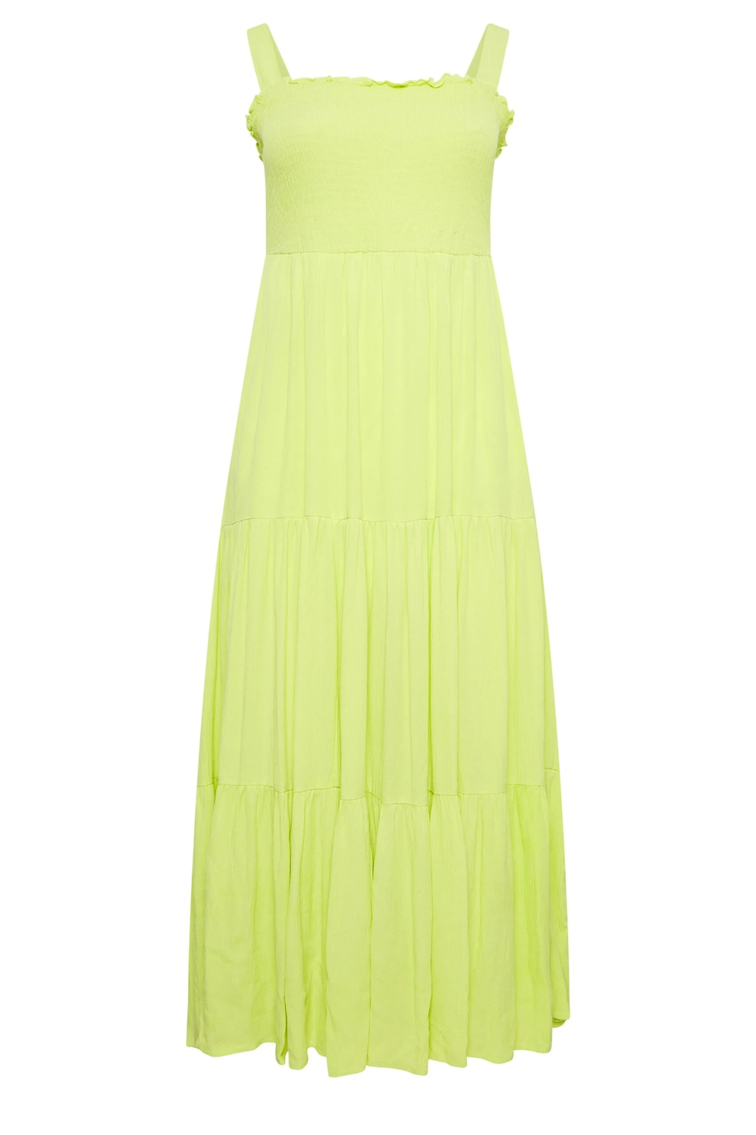 YOURS Curve Lime Green Shirred Strappy Sundress 5 YOURS Curve Lime Green Shirred Strappy Sundress - Image 5