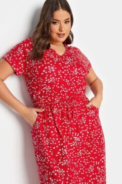 YOURS Curve Red Floral Print Maxi T-Shirt Dress -Luna Looks Zone 1bf65849 409d 46 137309 D