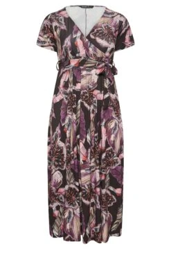 YOURS Curve Black Leaf Print Wrap Dress -Luna Looks Zone 1ca57b6f 6a12 40 301989 X