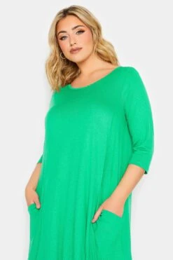 YOURS Curve Green Drape Pocket Dress -Luna Looks Zone 1d5aefd7 1f1c 40 301912 D